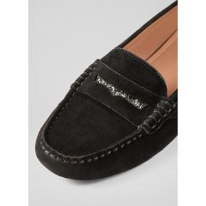L.K. Bennett Nova Black Suede Moccasin Flats